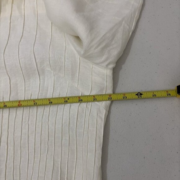 Peck And Peck Weekend Linen Collared Button Up Shirt 3/4 Sleeve Beige Size Large - Picture 8 of 12